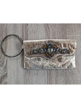 Vintage Guess Y2K Gold Jewels Clutch Purse Ring Strap Festival Travel